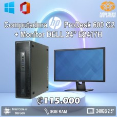 Combo Computadora HP ProDesk 600 G2 + Monitor DELL E2417H 24"