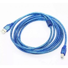 Cable AB a USB 2.0 para impresora 5 metros - Mallado azul transparente - Con filtro - LCS-50D